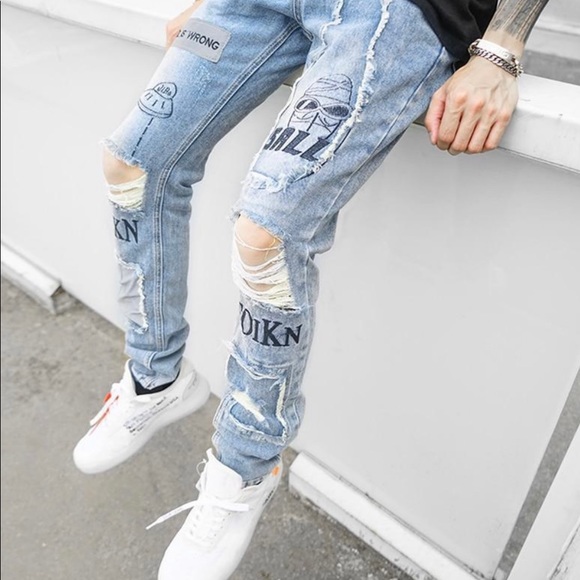 Distressed Graffiti jeans from Urban Society - Picture 2 of 4